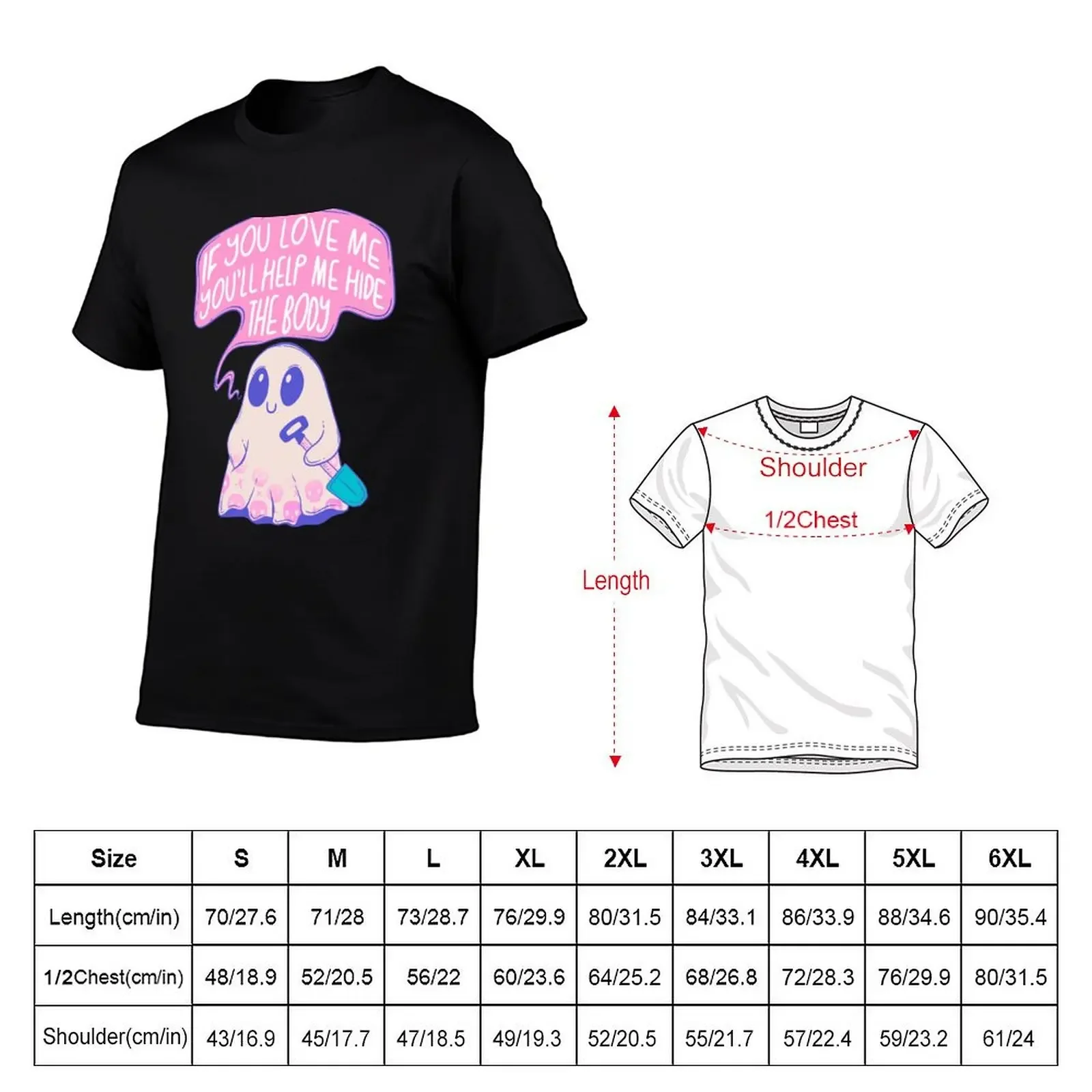 Cute Ghost with Shovel - Playful Macabre Humor T-Shirt anime boys whites rapper graphic tees clothes for men