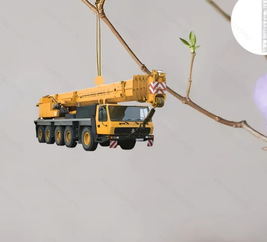 crane keychain Pendant Keychain Engineering Vehicle 2D Flat Acrylic Ornament Charms Hanging Decoration for Bags Festive Party Gi