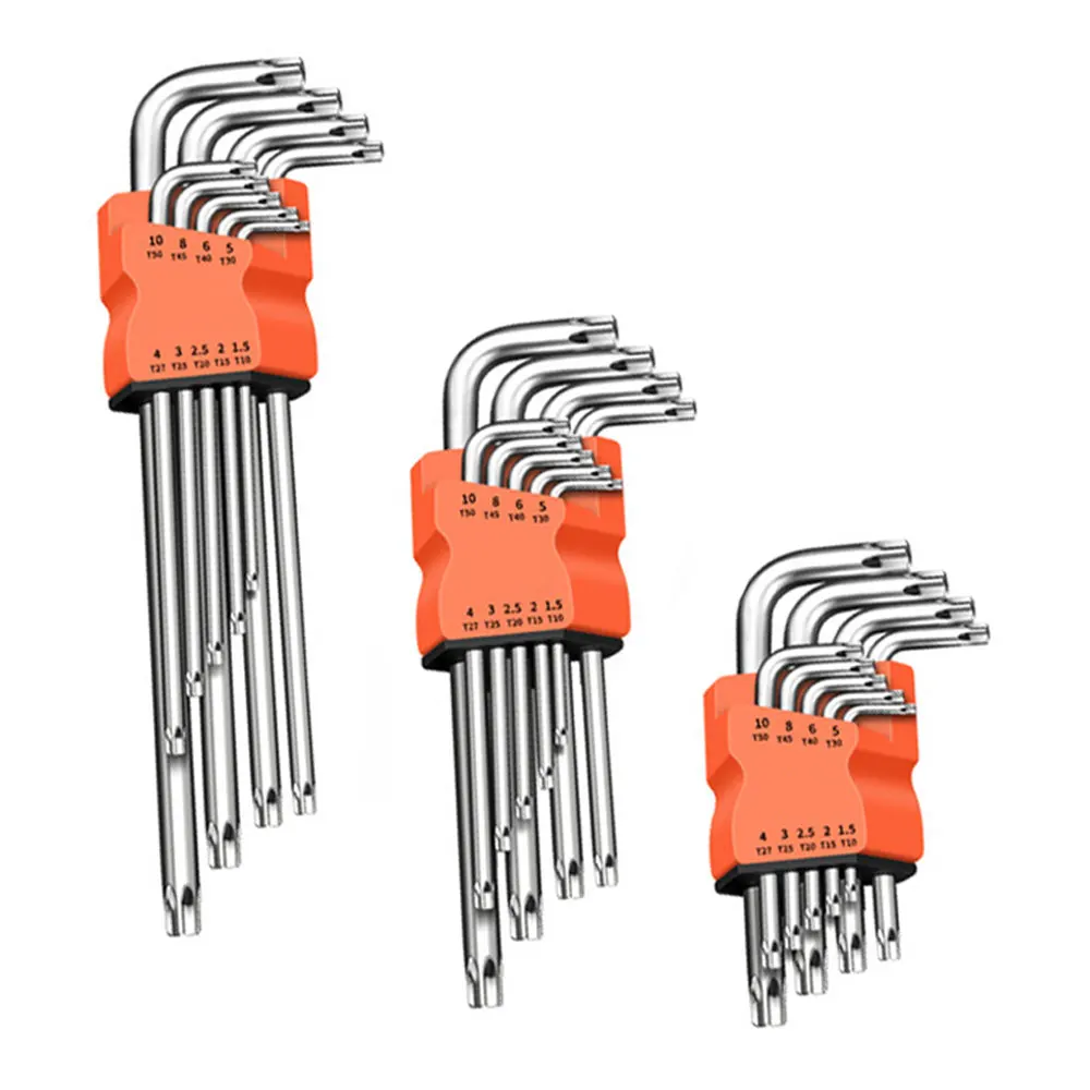 9Pcs Torx Star Wrench Kits Set Allen Keys Hexagon Hex Head Spanner Keys Set Double End L Type Star Screwdriver Hand Repair Tools