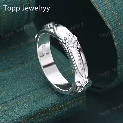 New 925 Sterling Silver Ring, 7-10# Embossed Rose, Fashionable, Women's, Charming, Party, Christmas, Jewelry, Gift