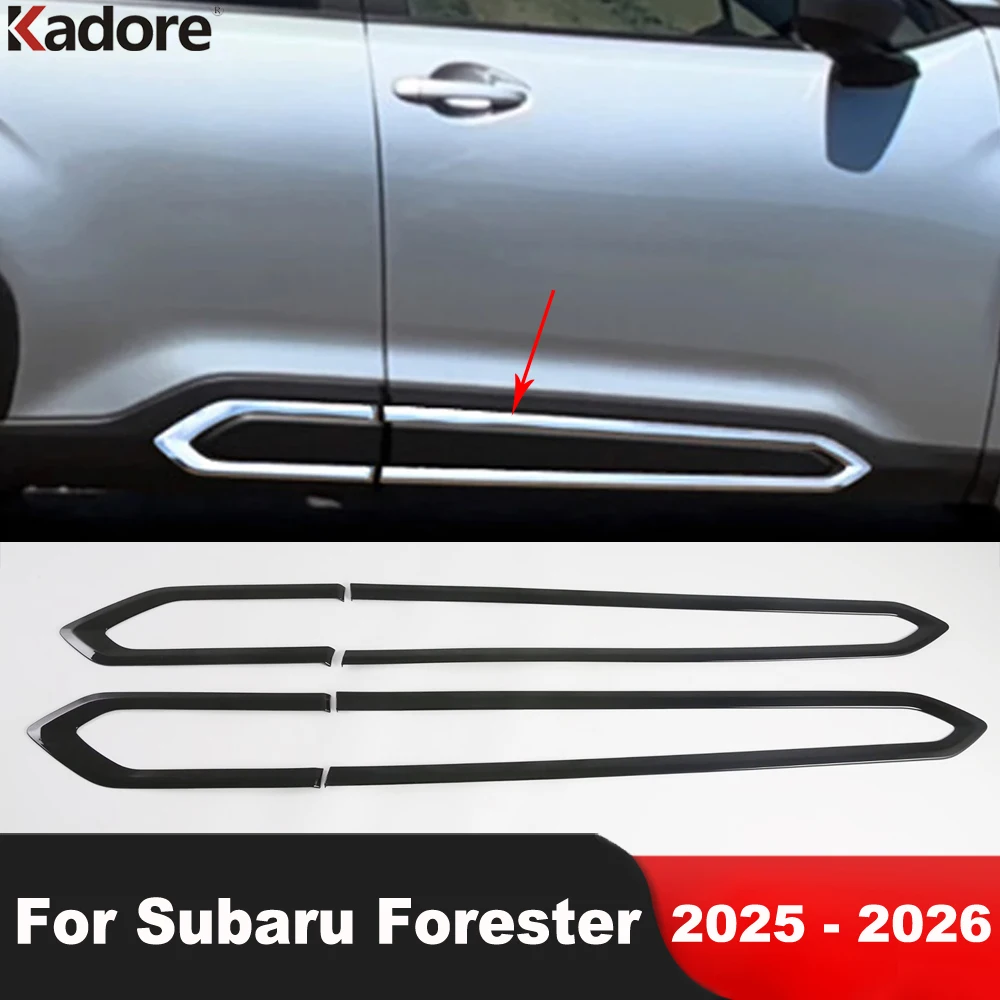 

For Subaru Forester 2025 2026 Carbon Fiber Side Door Body Trim Door Panel Line Streamer Molding Garnish Strip Car Accessories