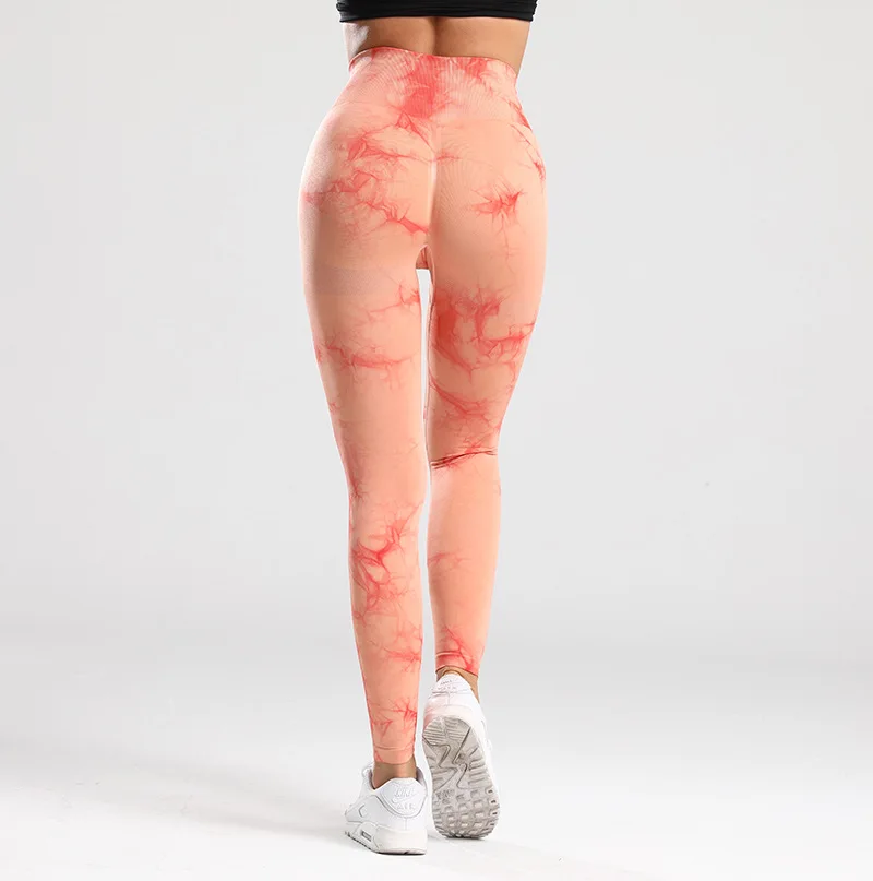 Tie Dye Seamless Gym Leggings Women Push Up Women Mallas Sports Fitness Contour Yoga Running Pants Elastic Leggins