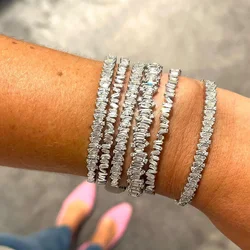 Iced Out Bling 5A Rectangle Cubic Zirconia CZ Cluster Top Quality Fashion Women Sparking Bangle Bracelet
