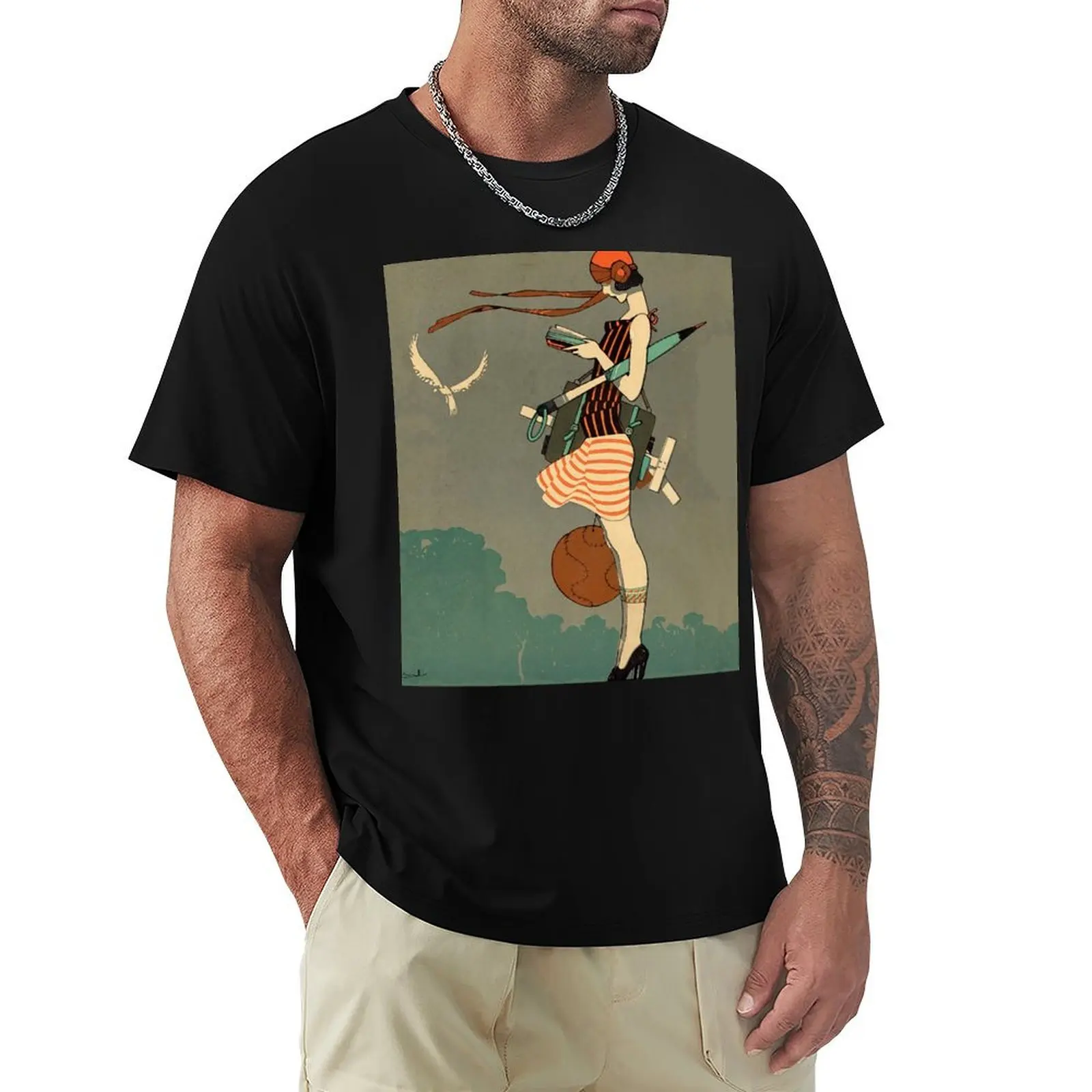 

ART DECO WOMAN TRAVEL FASHION T-Shirt customizeds anime tshirt heavy weight t shirts for men