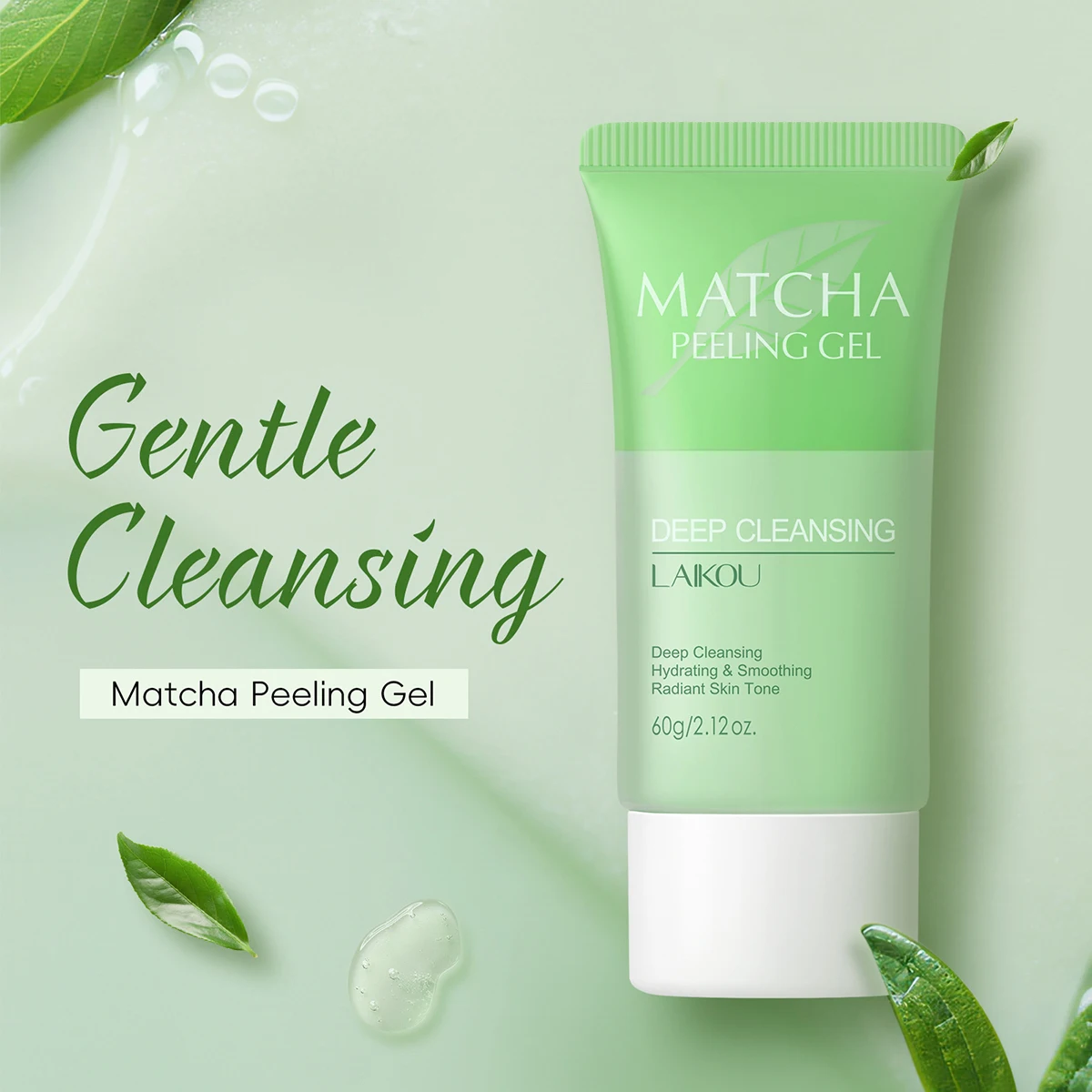 LAIKOU Matcha Exfoliating Exfoliate Peeling Gel Facial Scrub Moisturise  Nourishing Repair Scrubs Face Cream Skin Care 60g