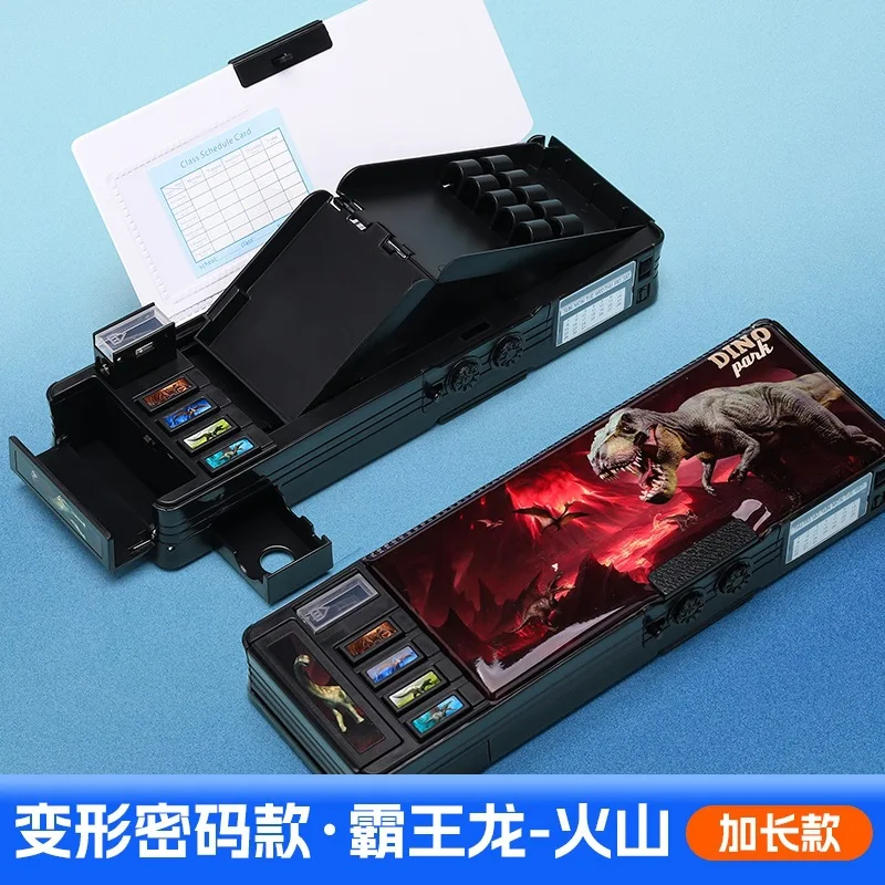Password Lock Multi-function Button BoysGirls School Students Double-sided Large-capacity Pencil Case Deformation Stationery Box
