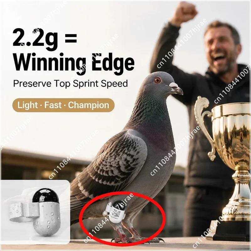 Velocity Pigeon Band 2.2g Instant Charging IP67 GPS Tracker, No SIM Card Required for Speed Racing