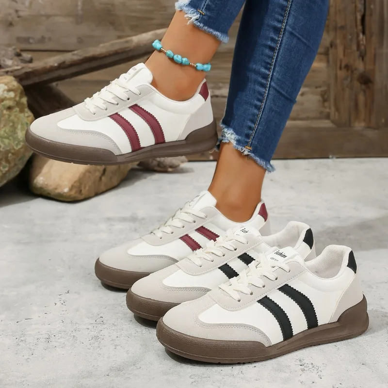 Женские теннисные кроссовки на плоской подошве, женская модная разноцветная вулканизированная обувь на шнуровке, весенне-осенние женские уличные кроссовки, обувь