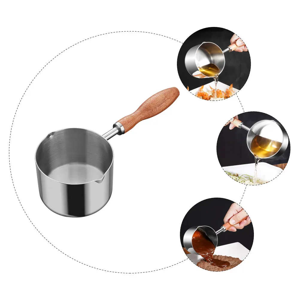 

Stainless Steel 304 Saucepan Multiuse Butter Melting Pot Long Handle Easy Storage for Cooking Eggs Milk Soup Dosa Pan Nonstick