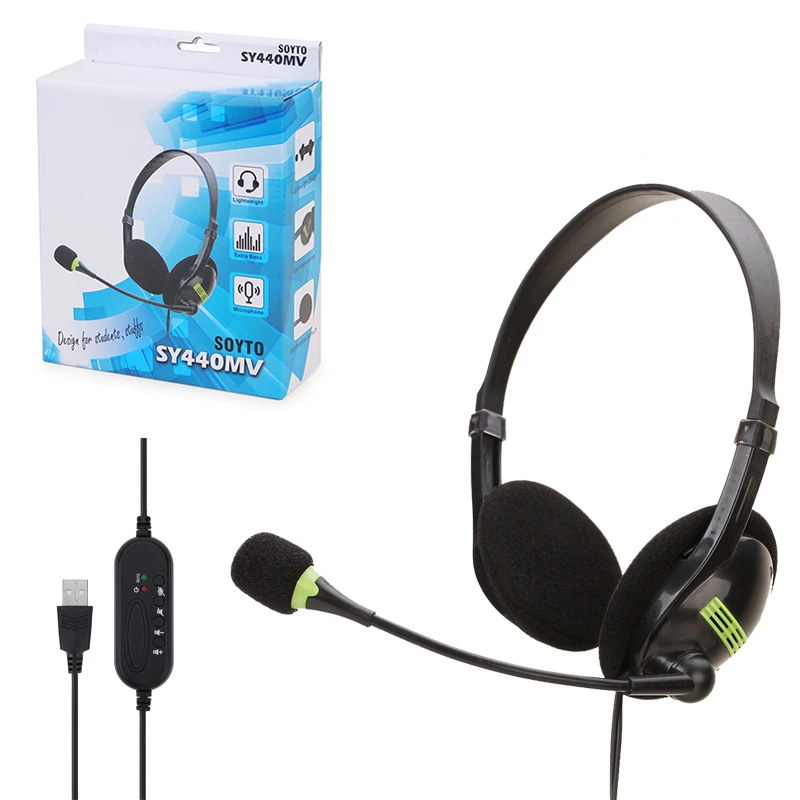 

Stereo Wired USB Gaming Headset Noise Reduction Mic for Laptop PC Earplugs Comfortable Over-Ear Computer Headphones