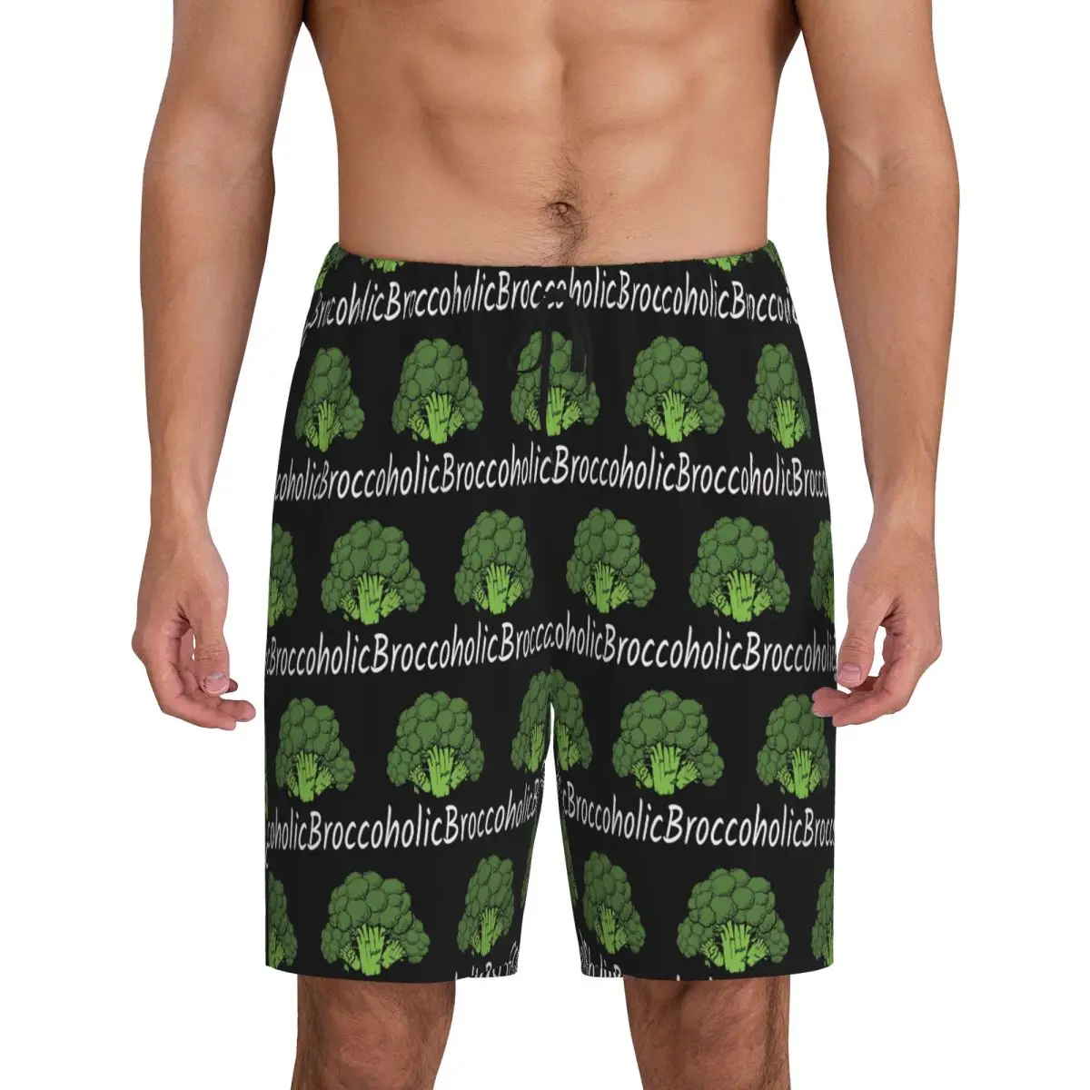 

Custom Fresh Raw Broccoli Short Pajama Pants Men Sleepwear Sleep Lounge Bottom Shorts Sleeping Pants