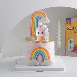Unicorn Star Cake Toppers Colored Rainbow Clouds for Birthday Rainbow Themed Cake Decoration Girl's Years Old Party Supplies