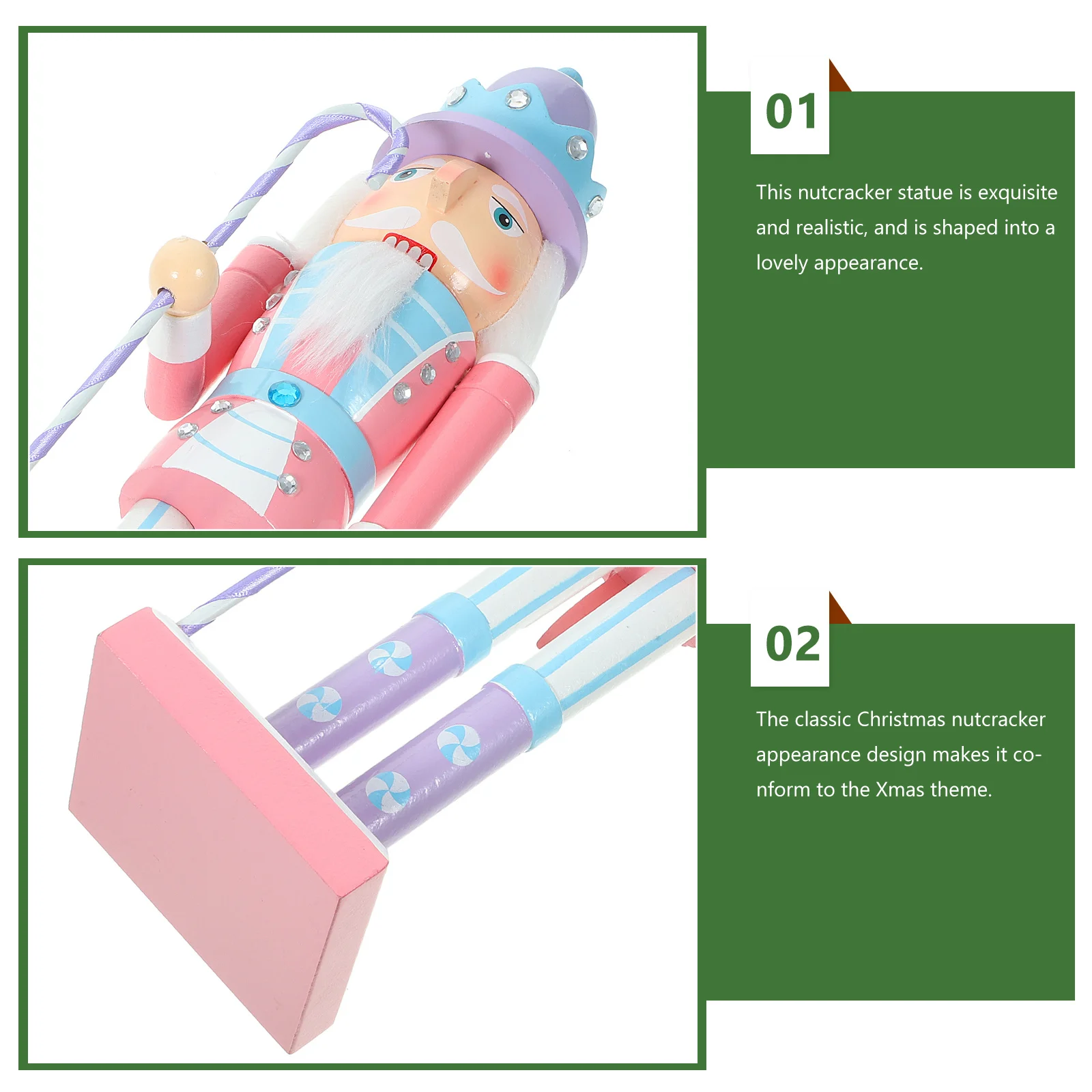 

Christmas Nutcracker Puppet Decoration Wooden Table Ornament Xmas Craft Gift Holiday Desktop Decor Supply