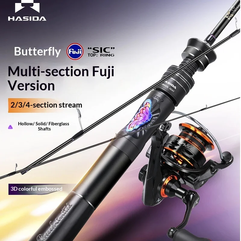 

HISTA 4 Piece UL Micro Spinning Rod Fuji SIC Guides Solid Glass Tip Butterfly Pattern Portable Travel Rod For Freshwater Anglers