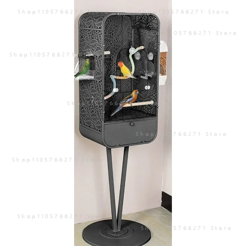 Acrylic Parrot Cage Large Mansion   Anti-Scatter View Habitat with Decoration for Cockatiel Budgie and Medium Birds