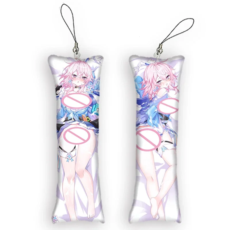 

New Pattern Honkai Star Rail Mar.7th Theme Character Mini Dakimakura Keychain Anime Kawaii Double-Sided Print Small Pillow Penda