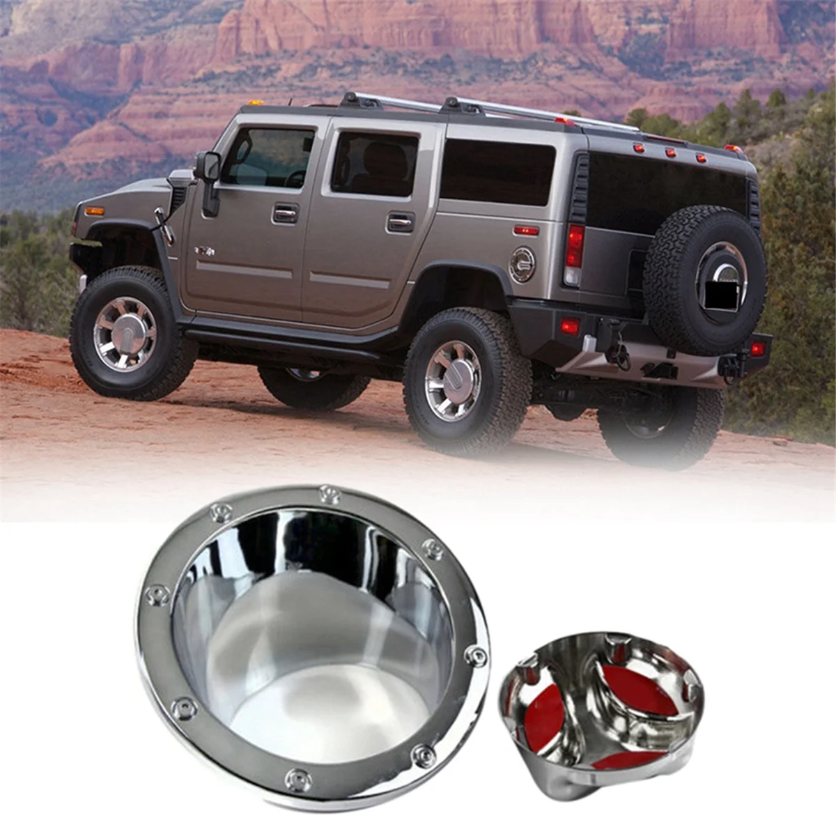 For Hummer H2 2003-2009 Car Fuel Door Bezel Gas Tank Cover Moulding Trim Chrome Cap Hatch Oil Filler Decorative