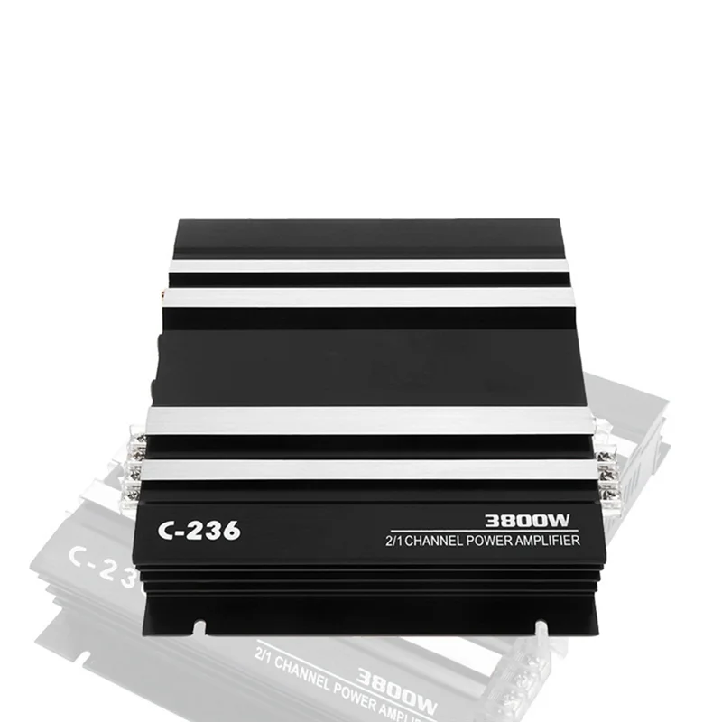 A45U 3800W High Power Car Sound Amplifier 2-Channel Car 12V Amplifier Stereo Car Audio Receiver for Car Audio Modification