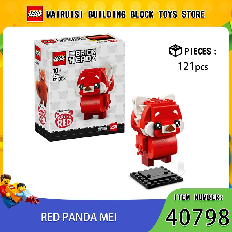 

Lego 40798, серия с квадратной головкой, Disney Red Panda Meimei, детский строительный блок, игрушка в подарок