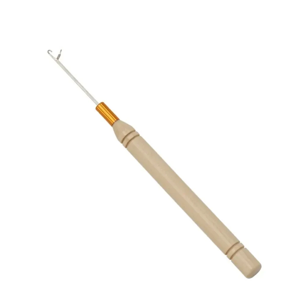 1/3/6/12PCS Haken Nadel Werkzeuge Holzgriff Haken Nadel Spitze Perücke Machen Stricken Micro Ringe schleife Haar Verlängerung Weben – Detail 15