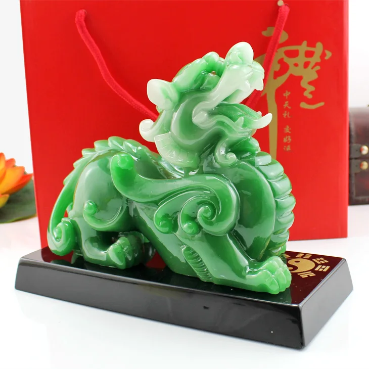 متجر المنزل شركة متجر تعويذة جلب الثروة المال حسن الحظ أنثى التنين بي شيو اليشم تمثال راتنج فنغ شوي تمثال ديكور