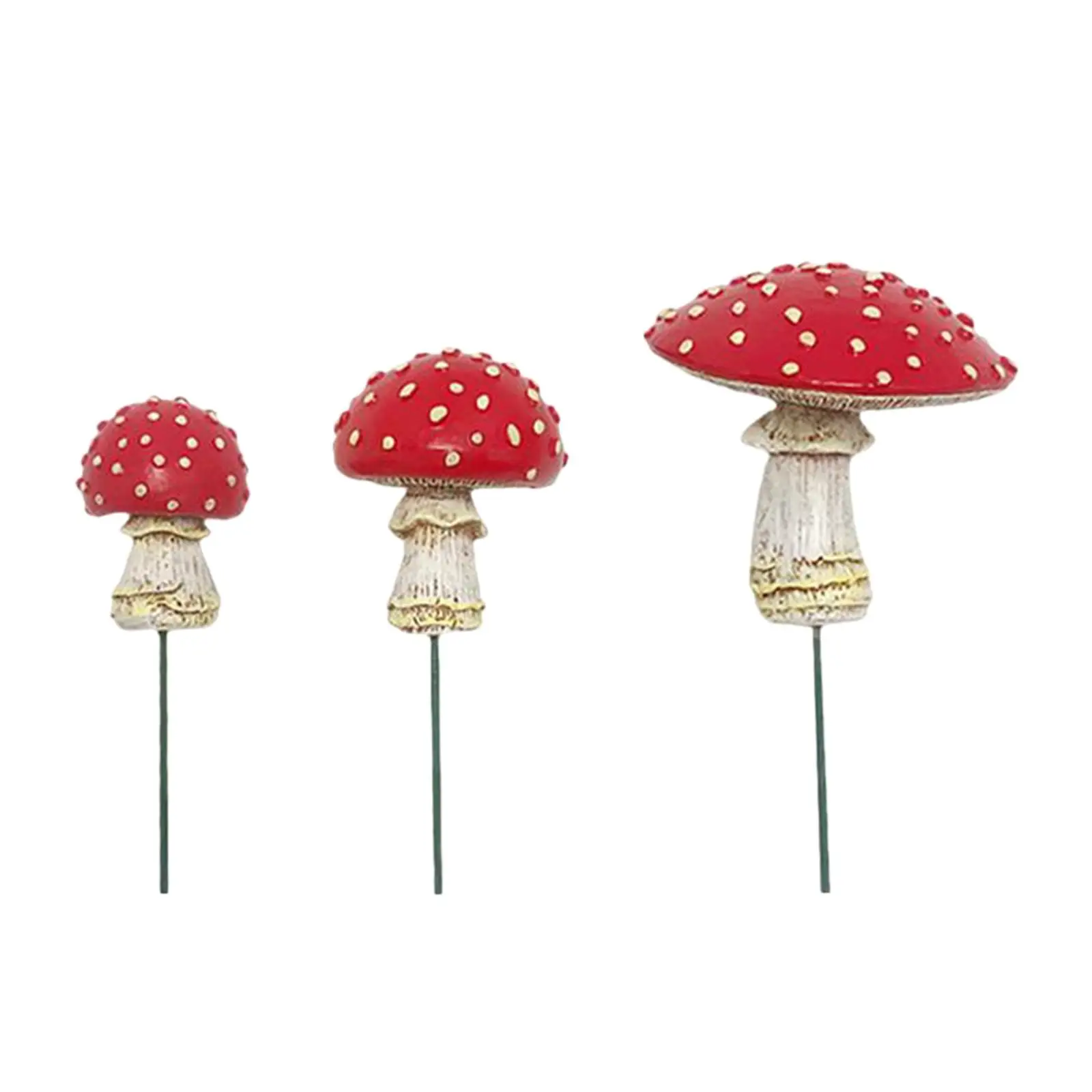 

3x Mini Mushroom Figurines Garden Stakes Luminous Planter Plant Pot Pathway Yard Scene Layout DIY Bonsai Craft Flower Pot Decor