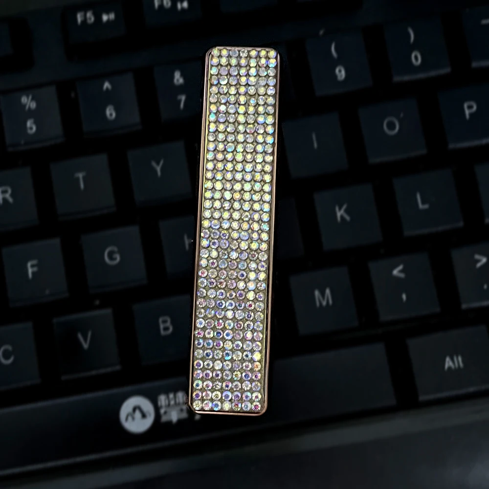 NEW Double-Sided Diamond Inlaid Design Lighter USB Charging Tungsten Ignition Ultra-Thin Silent Lighter Gifts For Men And Women