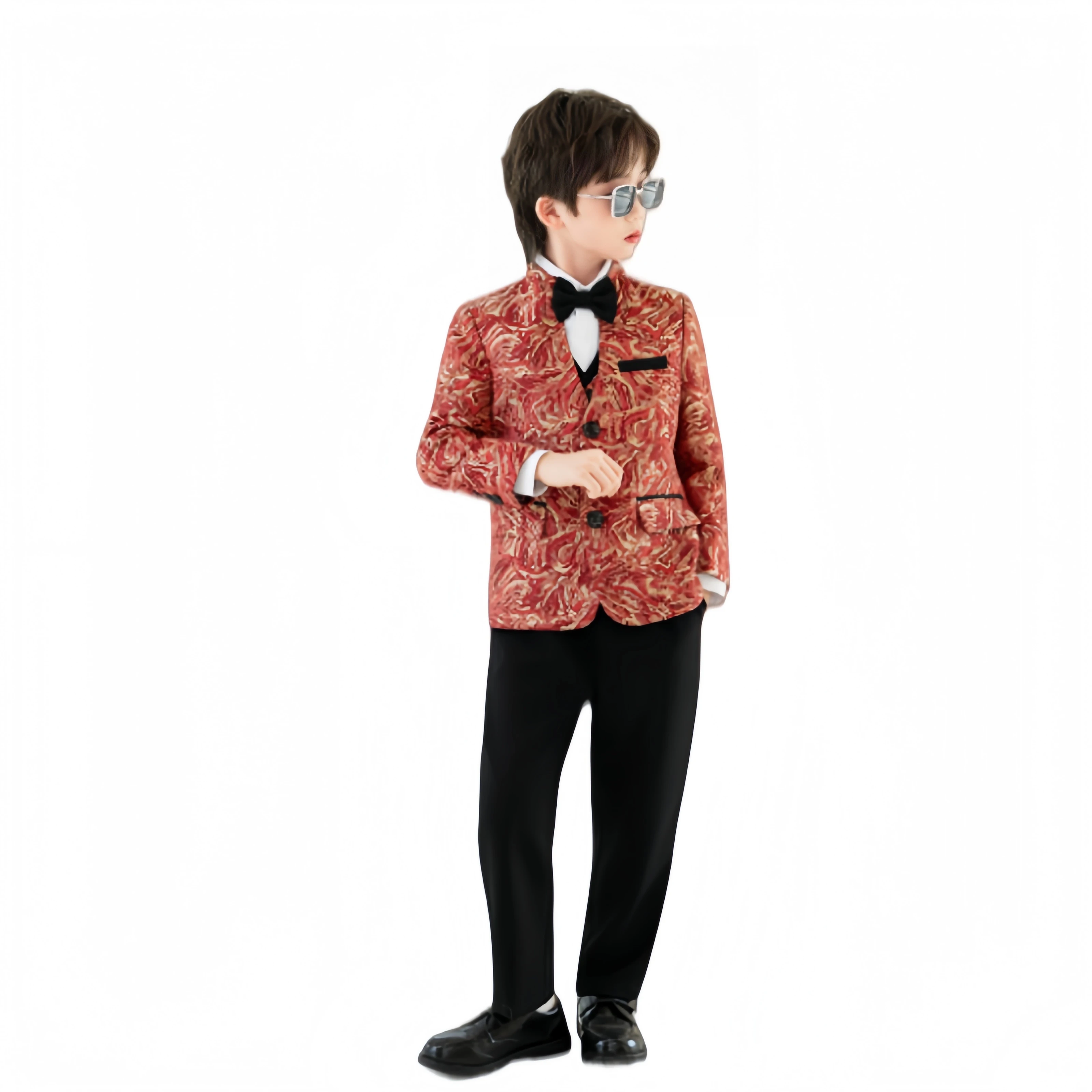 Children's Jacquard Suit British Style Flower Girl Wedding Suit Piano Performance Host Gentleman Style Small Suit