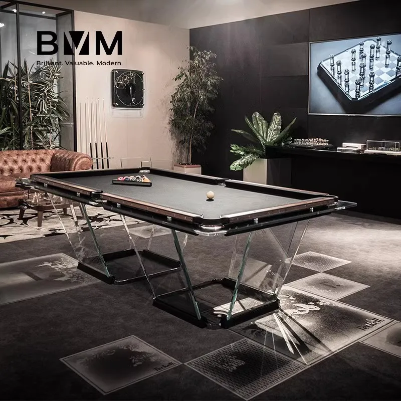 Black eight billiard table acrylic American household transparent tempered glass table family Chinese standard