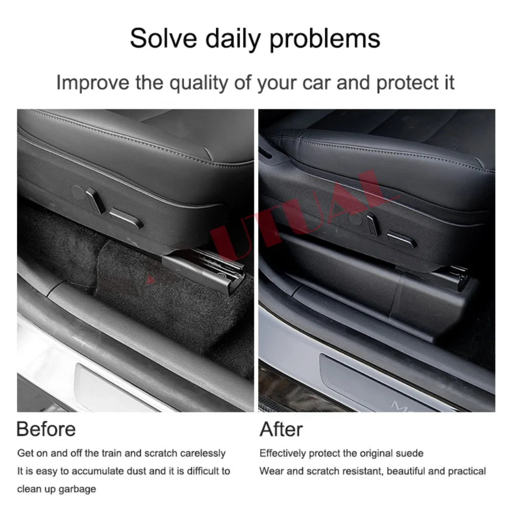 For Tesla Model Y 2021-2023 Under Seat Corner Guard Front Rear Seat Slide Rails Protector Cover Anti-Kick Decor Protection Shell