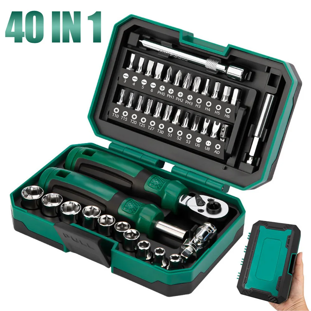 

Greener Sleeve Set 6.3mm Ratchet Screwdriver Wrench Kit DIY Household Repair Tools Magnetic Screw Driver Bits Set Hand Tools