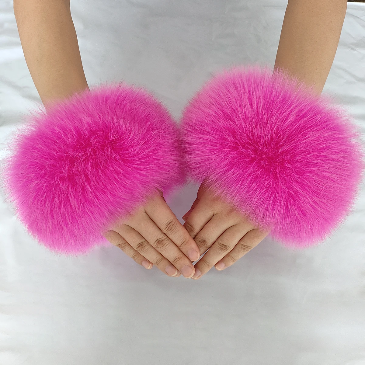 Fox Fur Cuff Arm Warmer Lady Bracelet Real Fur Wristband Sleeve Glove High Quality Fox Fur Cuffs Hot Sale Wrist Warmer