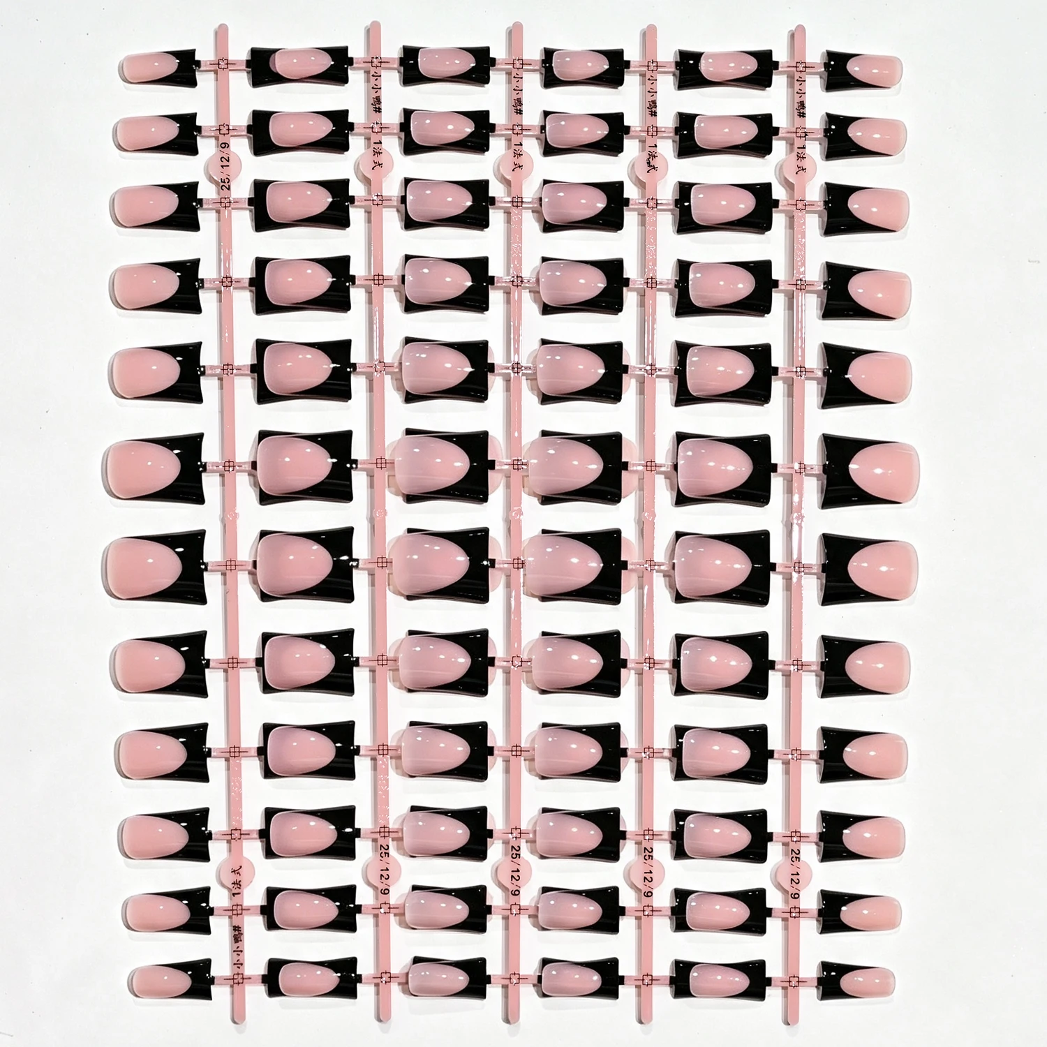 120 Stück glänzend schwarze französische Entennägel, Nude Medium Enten-French-Tips, Press-on-Nägel, 12 Größen, vollständige Abdeckung, wiederverwendbare Kunstnägel – Detail 8