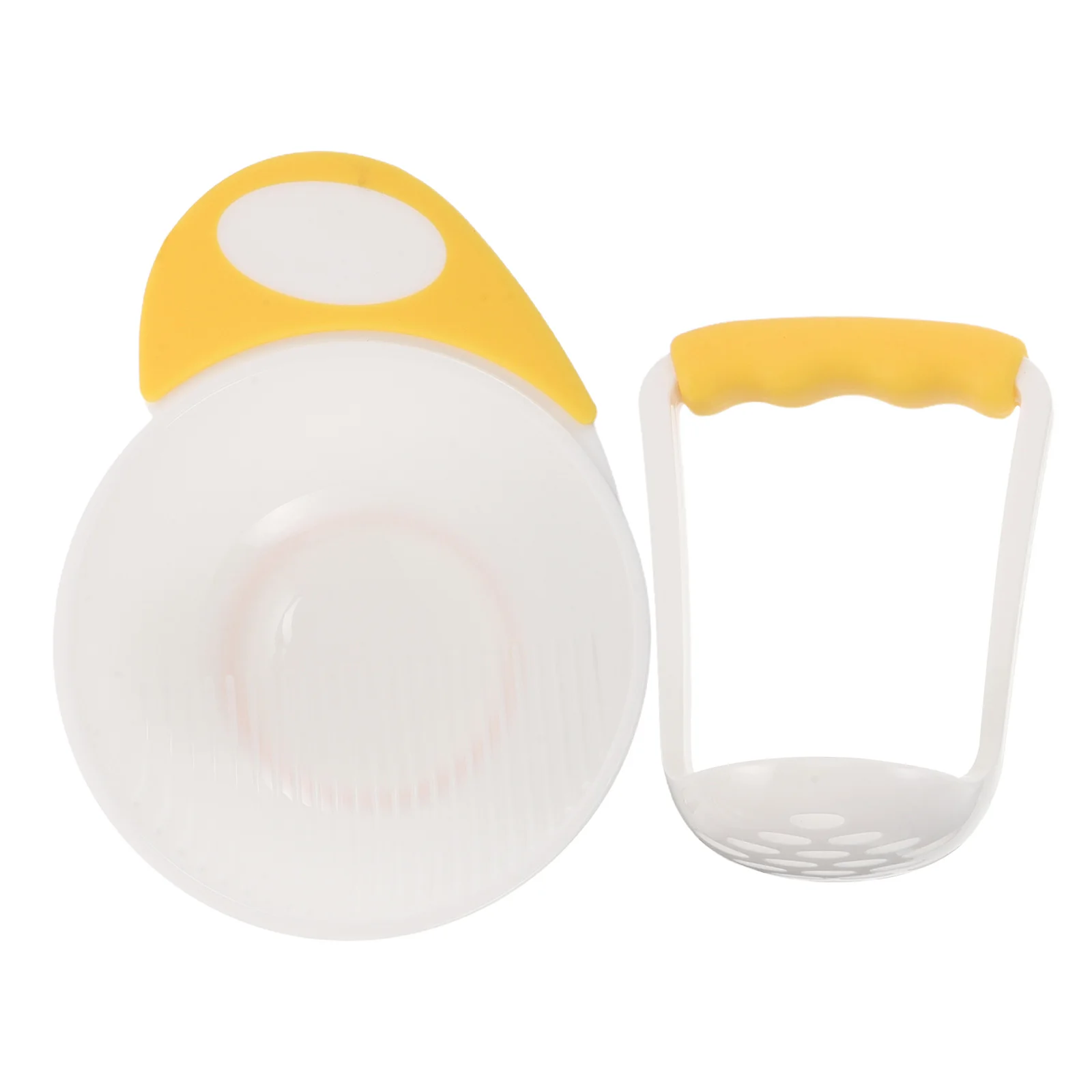 

1 set Feeding Portable Mashing Bowl for Baby Food Antislip Base Easy Clean Warm Meals Manual Grinder Yellow Polypropylene PP