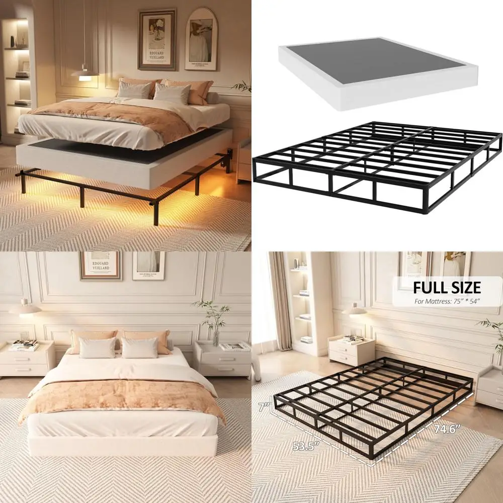 

7-дюймовая низкопрофильная полная коробчатая пружина для кровати, прочная металлическая основа с тканью, простая сборка, тихая опора