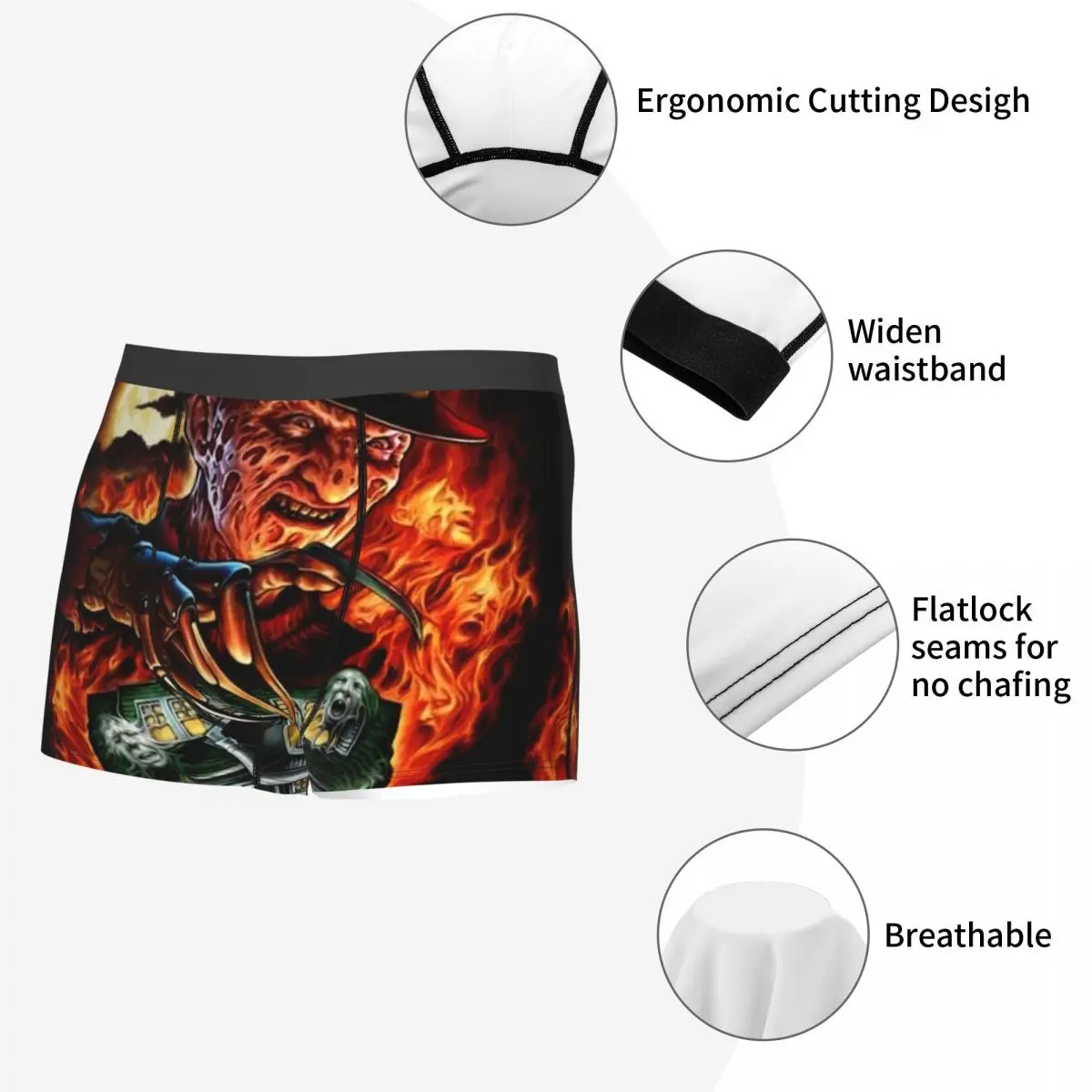 Custom Horror Movie Killer Underwear Men Breathable Halloween Film Boxer Briefs Shorts Panties Soft Underpants For Male