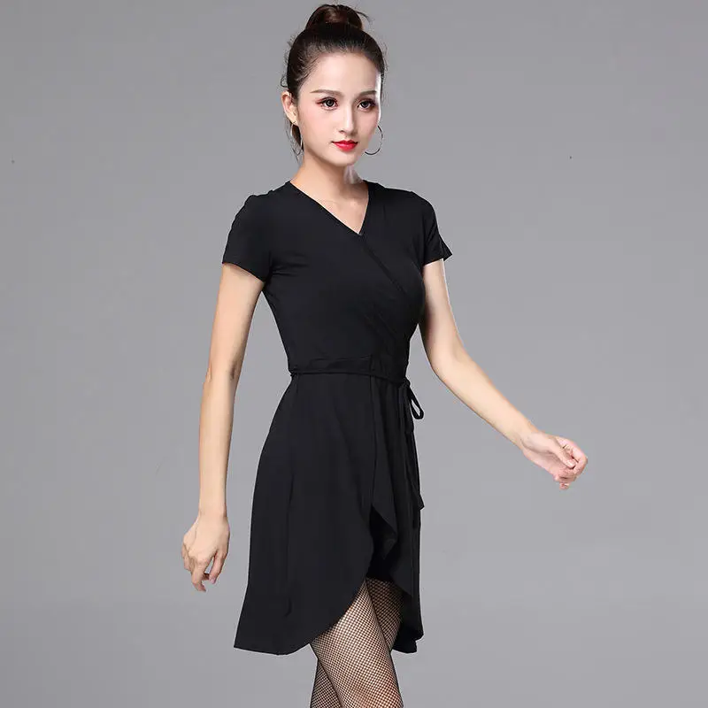 Ballroom Dance Wear Jurk Sexy Kleding Korte Zomer Jurken Dansbroek Vrouwen Latin Rok Samba Wear Line Pak Kostuum Jumpsuit