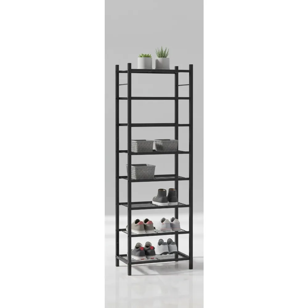 

10-Tier Slim Metal Shoe Rack for 20-30 Pairs, Space-Saving Vertical Organizer with Adjustable Shelves & Hooks