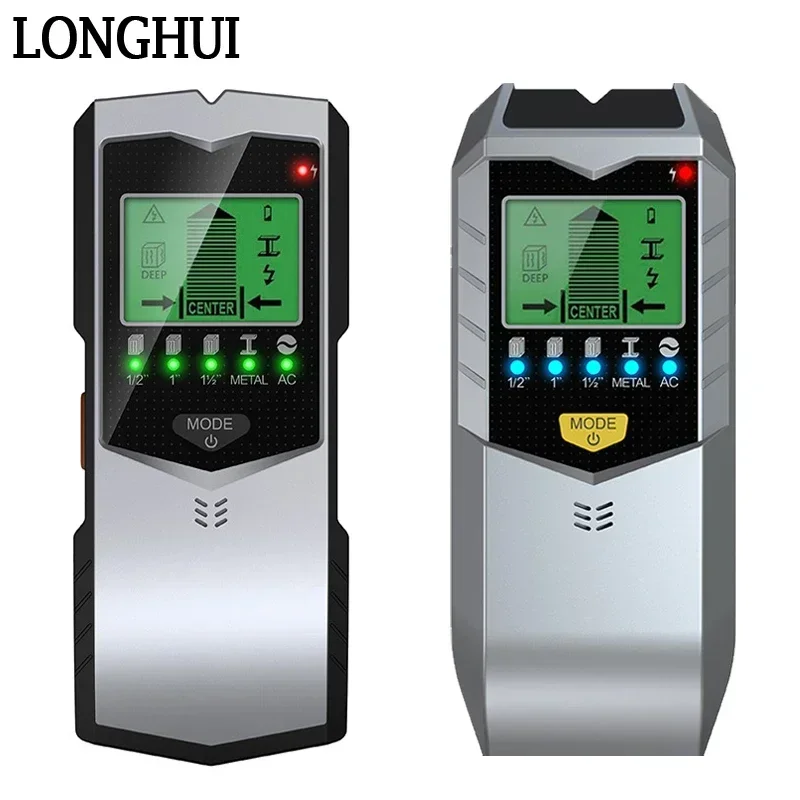 

SH401 5 In 1 Metal Detectors Find Metal Wood Studs AC Cable Wires Depth Tracker Wall Scanner Stud Green Backlit LCD HD Display