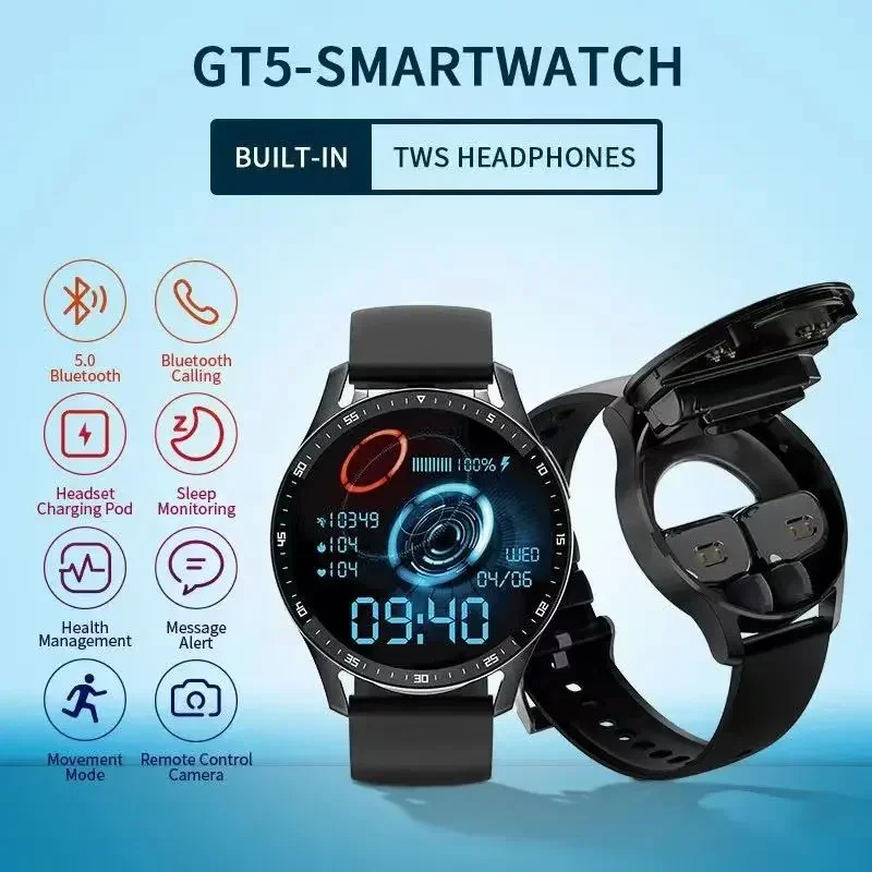 

2023 New X7 Headset Smart Watch TWS Two In One Wireless Bluetooth Dual Headset Call Health Blood Pressure Sport Music Smartwatch