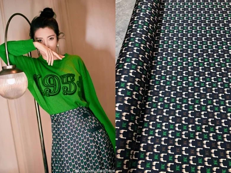 

New Black Bottom Little Camel Print Twill Stretch Silk Fabric Big Brand Shirt Half Skirt Silk Fabric 50 x140 cm