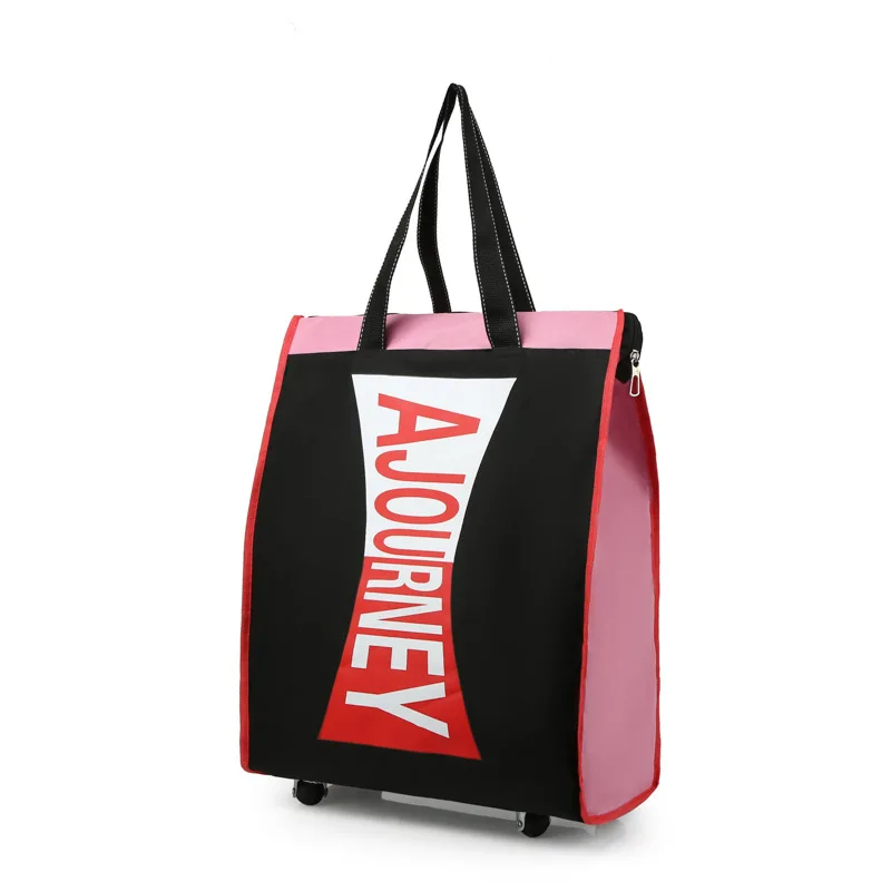 New Subtitled Wheel Luggage Bag Oxford Cloth Folding Light Shopping Bag Anti Splash Portable One Shoulder Travel Bag