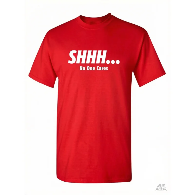 2025 Shhh No One Cares Sarcastic Funny Novelty T Shirt High Quality O Neck Short Sleeves Top Clothing