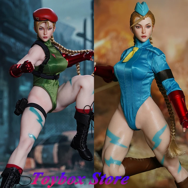 

PLAYTOY P020 1/6 Street Female Fighter Action Figure Cammy Blue Green Sexy Bodysuit Cloth Decor 12" Full Set Soldier Model Gift