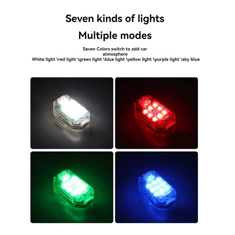 4 Pcs Wireless Strobe Lights With Remote Control, 7 Colors USB Rechargeable High Brightness Flashing Lights For Car