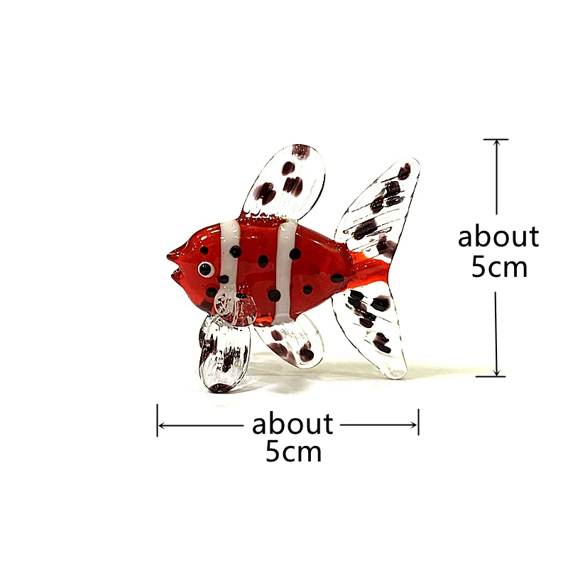 Handmade Red Glass Clown Fish Figurine Murano Style Cute Mini Clownfish Statue Home Desktop Ornament Aquarium Decor Collectible