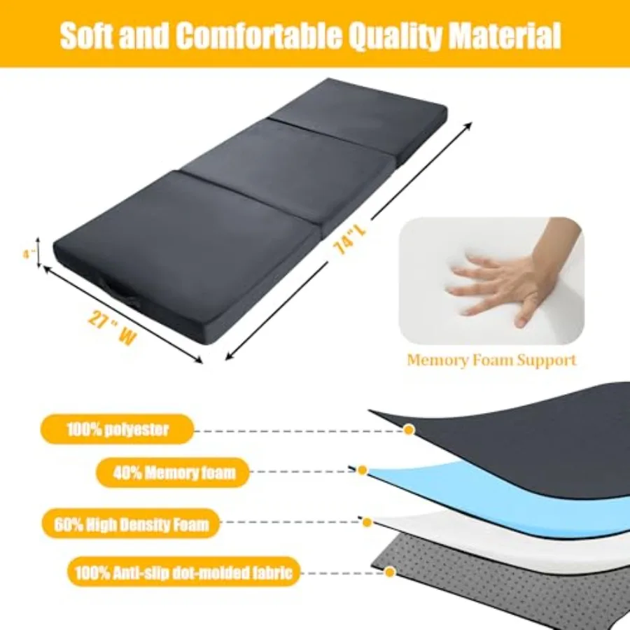 Floor Lounger Pillow, Foldable Soft Memory Foam Floor Pillow Portable 3-Piece Folding Pillow with Handle, Suit for Meditation,