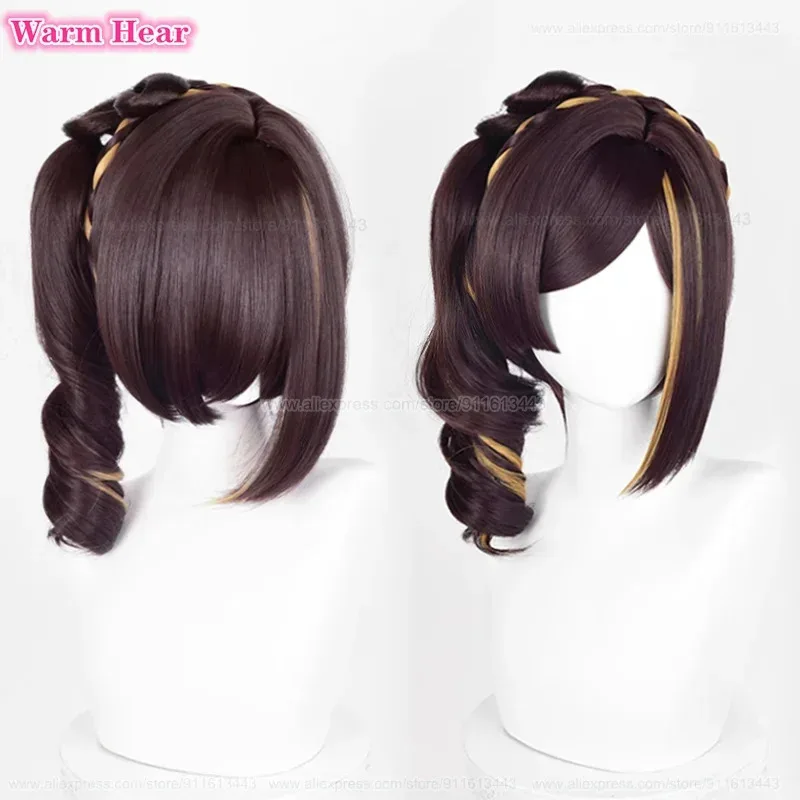 Синтетический парик Chiori, короткий, 43 см, коричневый, с бликами, желтый зажим для хвоста, парик для косплея, термостойкие волосы, парики для Хэллоуина