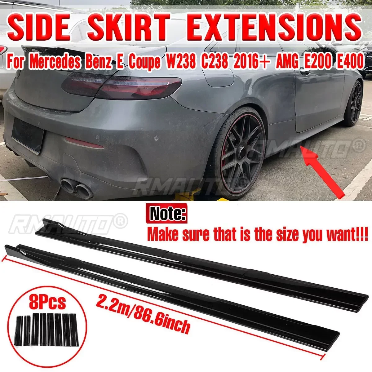 2.2m Side Skirts Extension Rocker Splitters Diffuser Winglet Wings For Mercedes For Benz E Coupe W238 C238 E200 E400 2016-IN