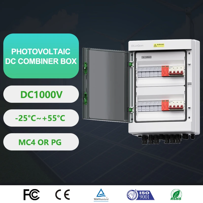 

DC1000V 6-String Solar PV Combiner Box with DC Circuit Breaker IP65 Waterproof 1in 1out 6in 2out for Solar Panel Array Systems